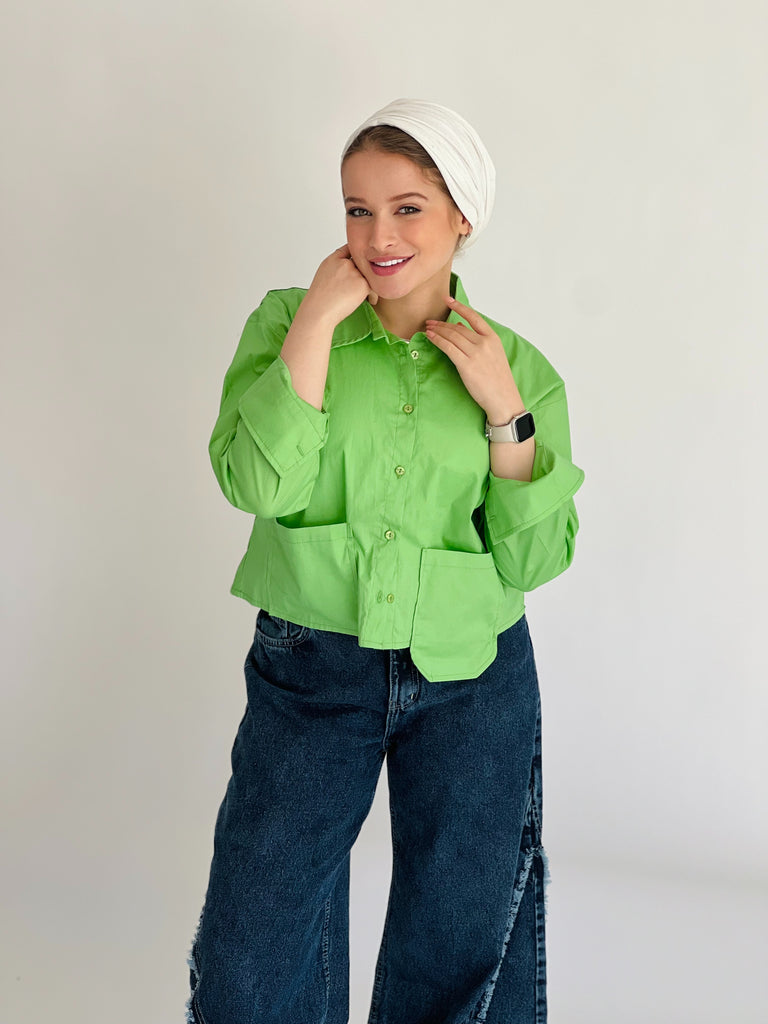 Timeless Crop Basic Shirt Electric Green