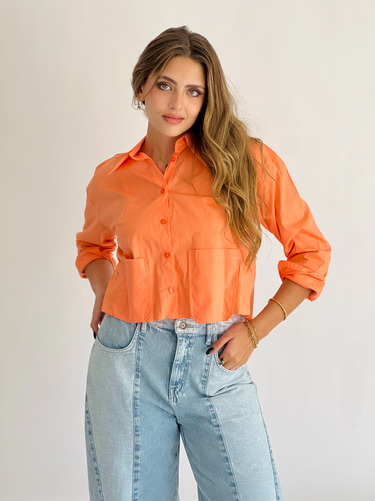 Timeless Crop Basic Shirt Orange