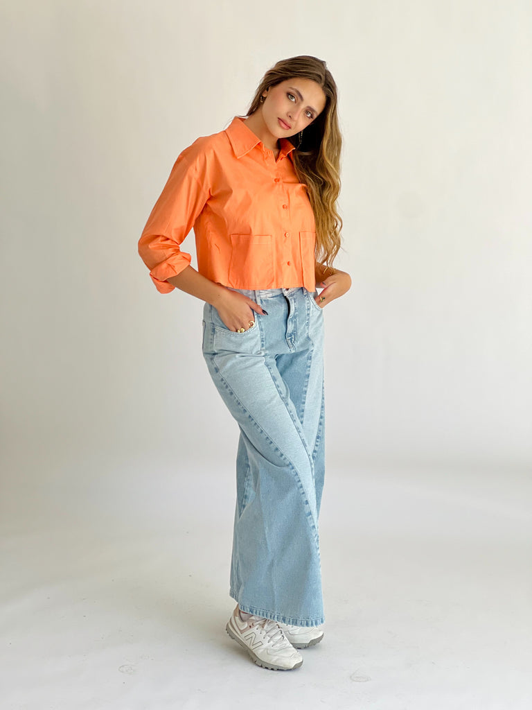 Timeless Crop Basic Shirt Orange