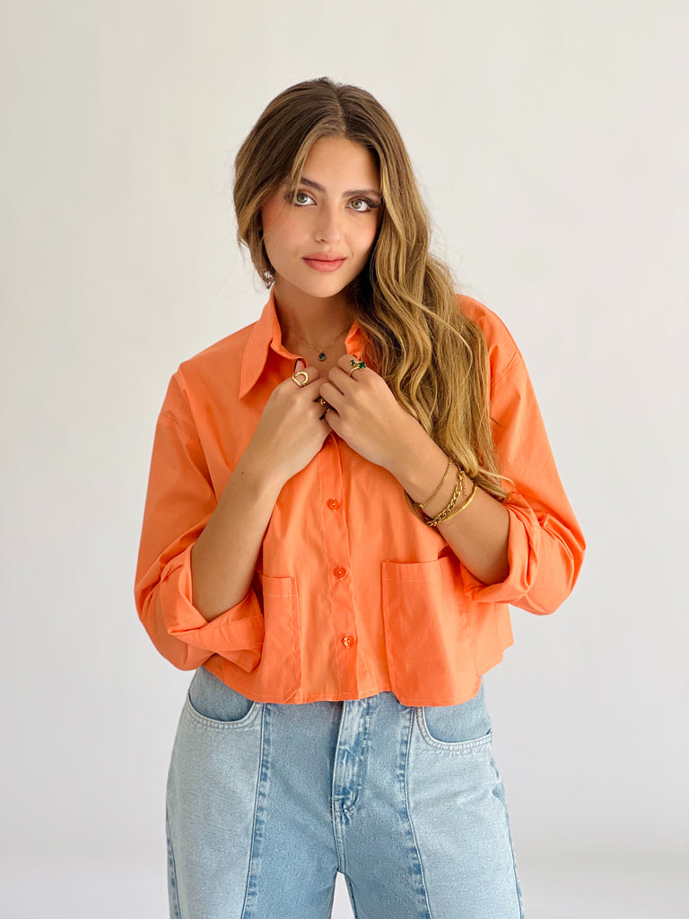 Timeless Crop Basic Shirt Orange