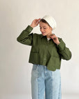 Timeless Crop Basic Shirt Dark Green