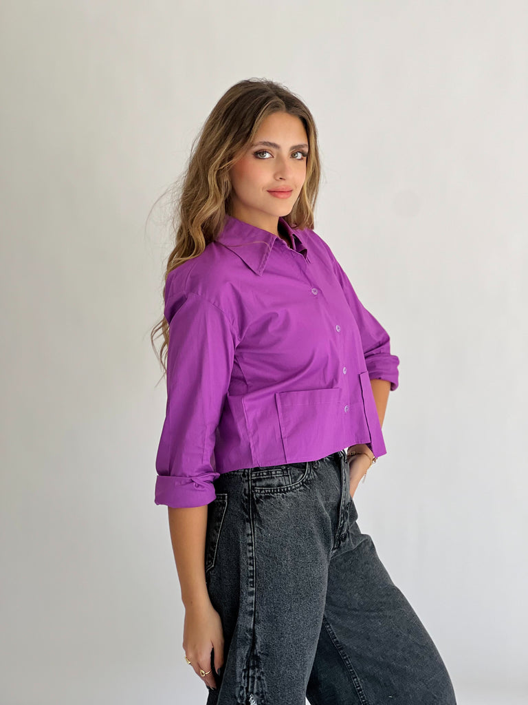 Timeless Crop Basic Shirt Purple