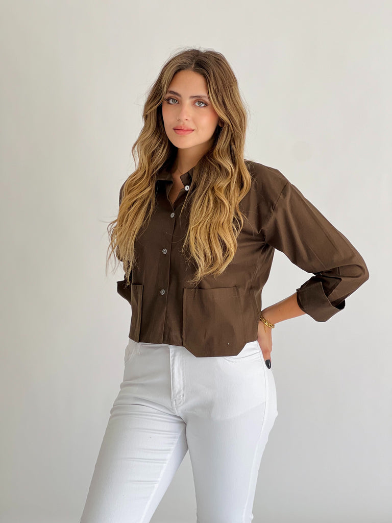 Timeless Crop Basic Shirt Olive