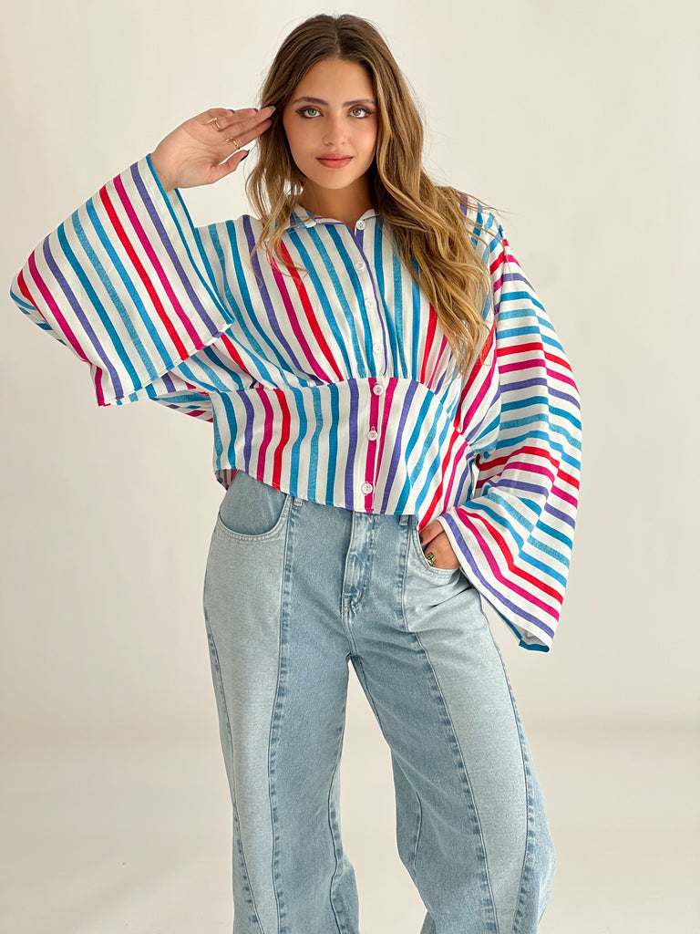 Colorful & Strippy Shirt Cherry Blues