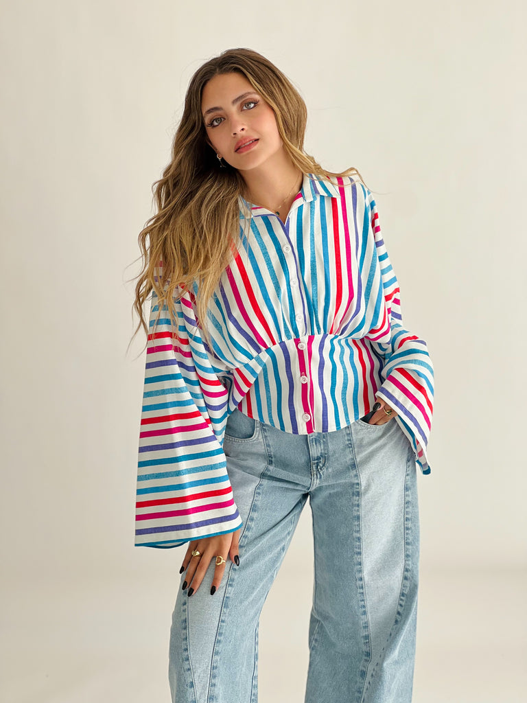 Colorful & Strippy Shirt Cherry Blues