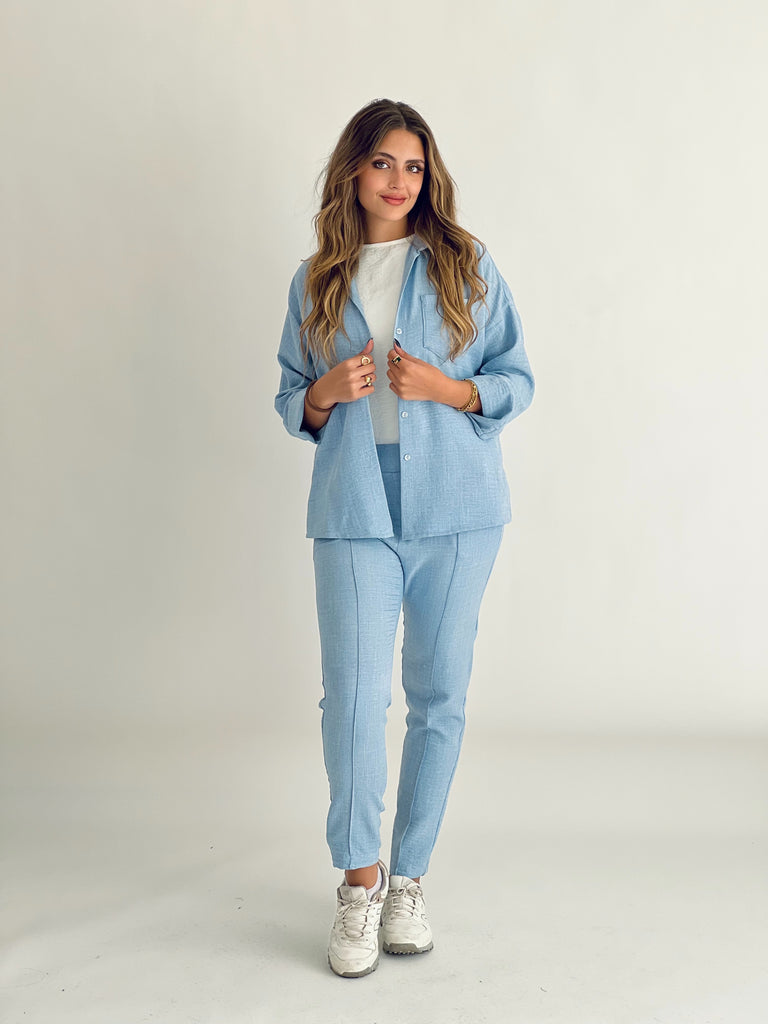 Glamy Everyday Lin Set Pants Baby Blue