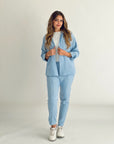 Glamy Everyday Lin Set Pants Baby Blue