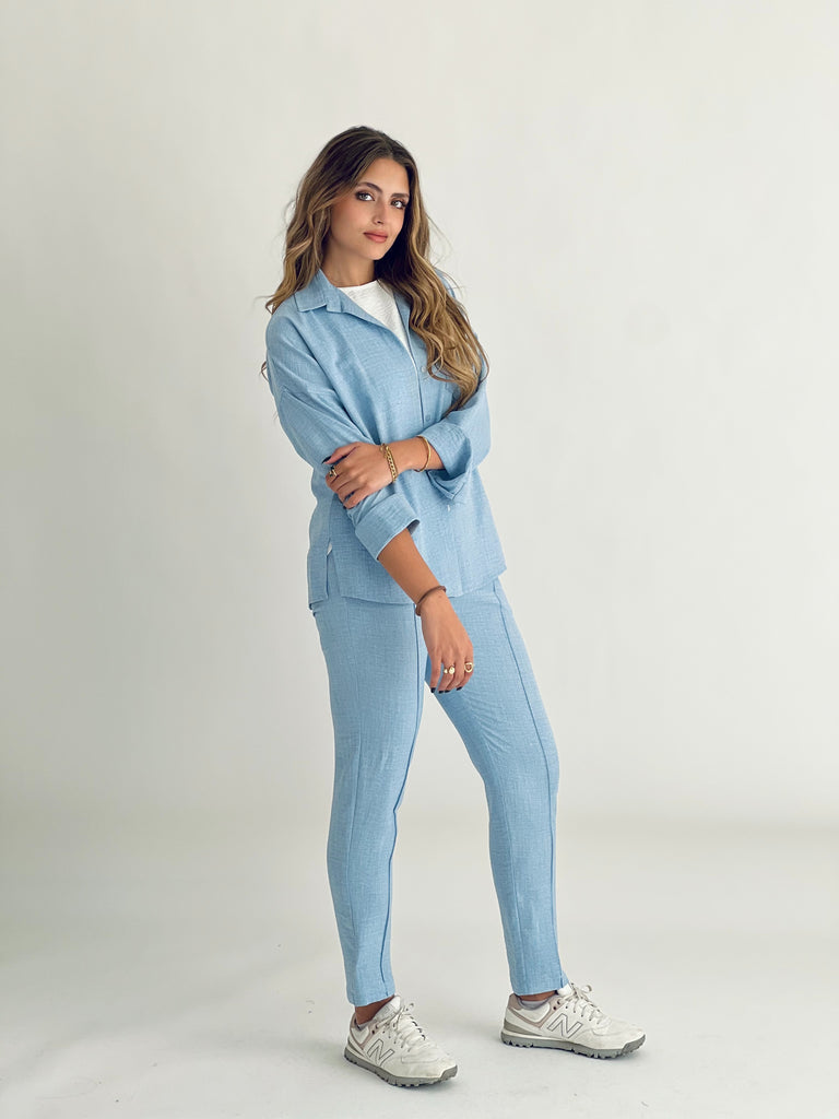 Glamy Everyday Lin Set Pants Baby Blue