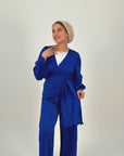 Shimmering Wrap Set Pants Royal Blue