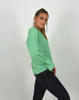 Strippy Cotton Blouse Green