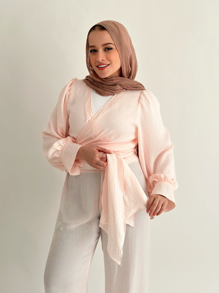 Shimmering Wrap Set Top Rose