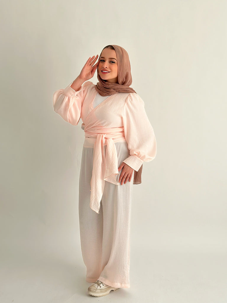 Shimmering Wrap Set Top Rose