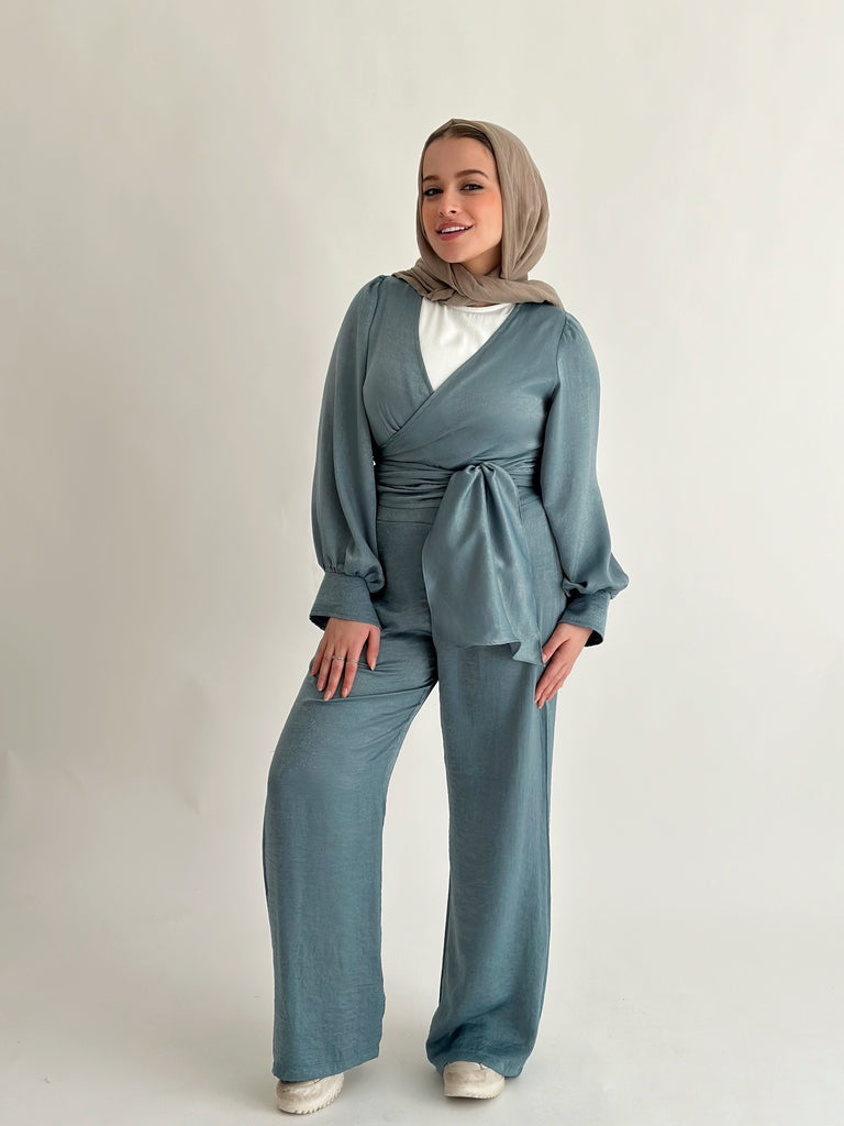 Shimmering Wrap Set Pants Mint