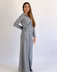 Wrap Drapes Linen Dress Navy