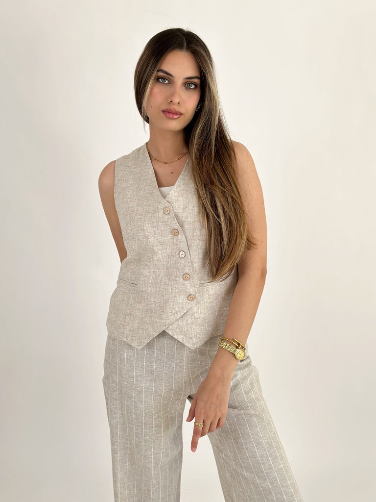 New Oxford Set Vest Oatmeal