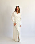 Wrap Drapes Linen Dress Cream