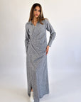 Wrap Drapes Linen Dress Heather Grey