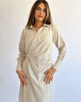 Wrap Drapes Linen Dress Oatmeal