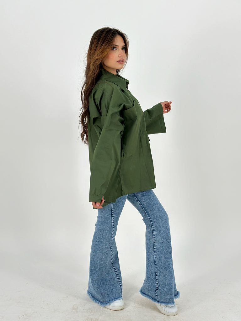 Oversized Pockets Shirt Olive