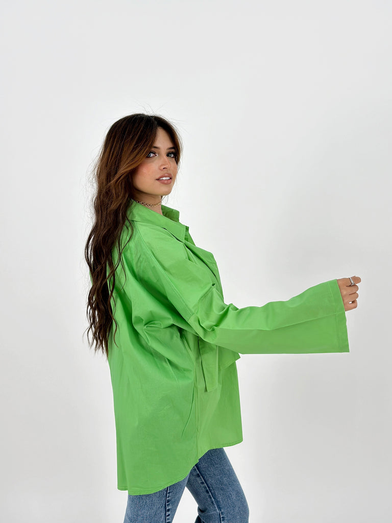 Oversized Pockets Shirt Electric Green