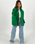 Oversized Pockets Shirt Green