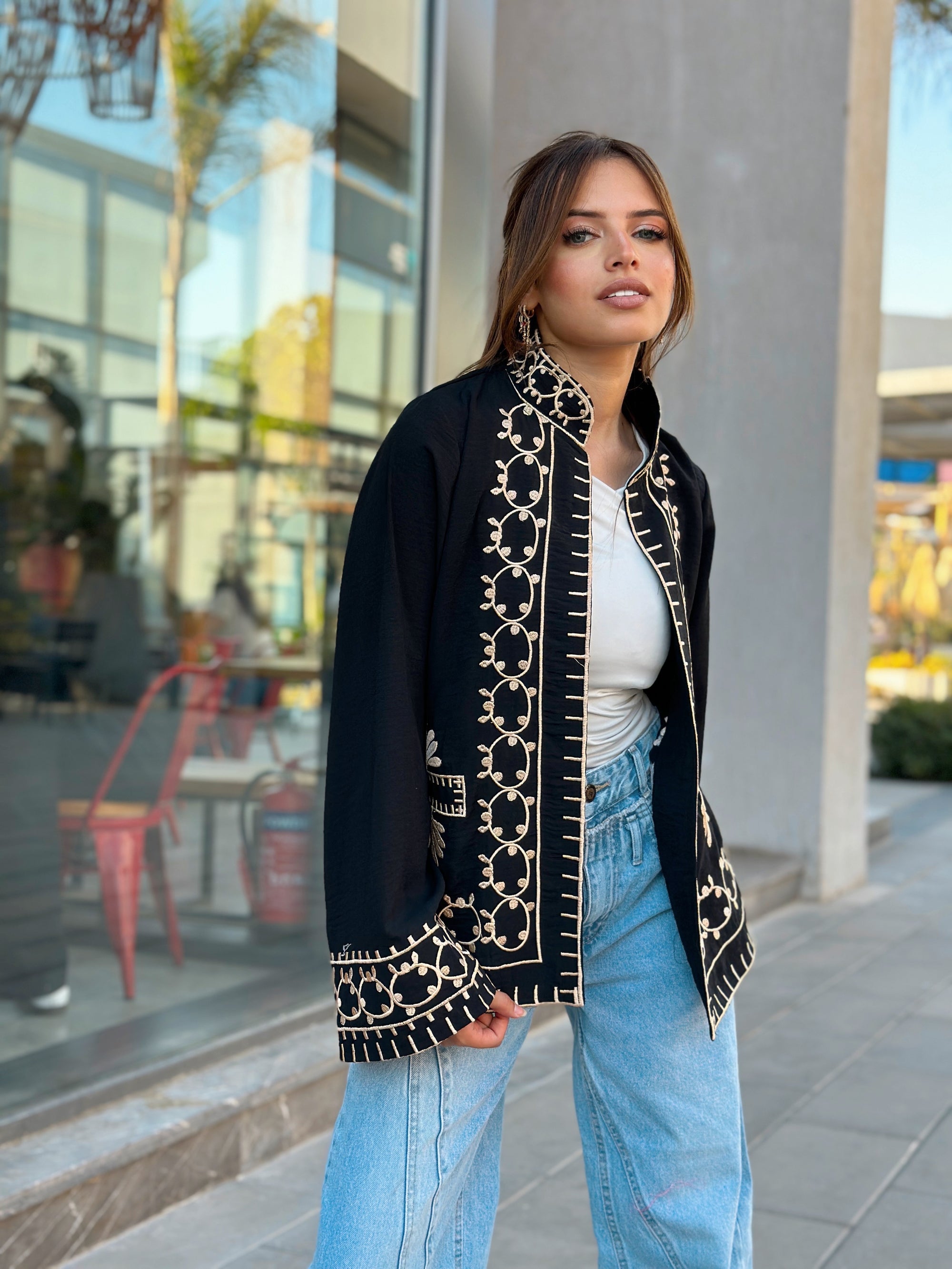 Little India Embroiderd Cardigan Black