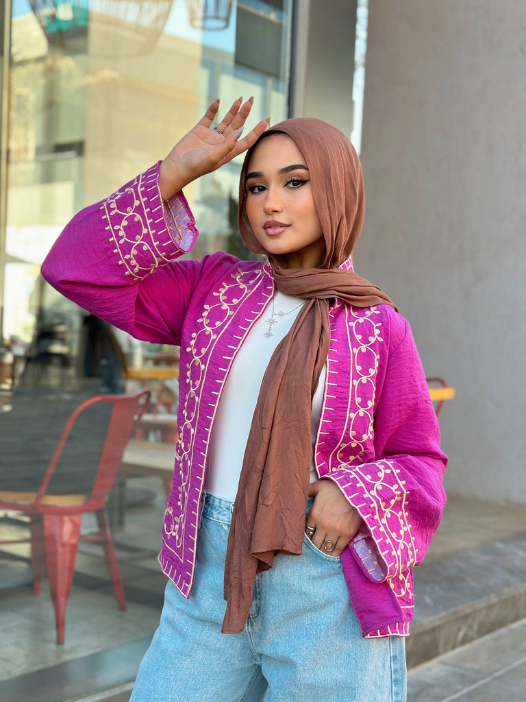 Little India Embroiderd Cardigan Boysenberry