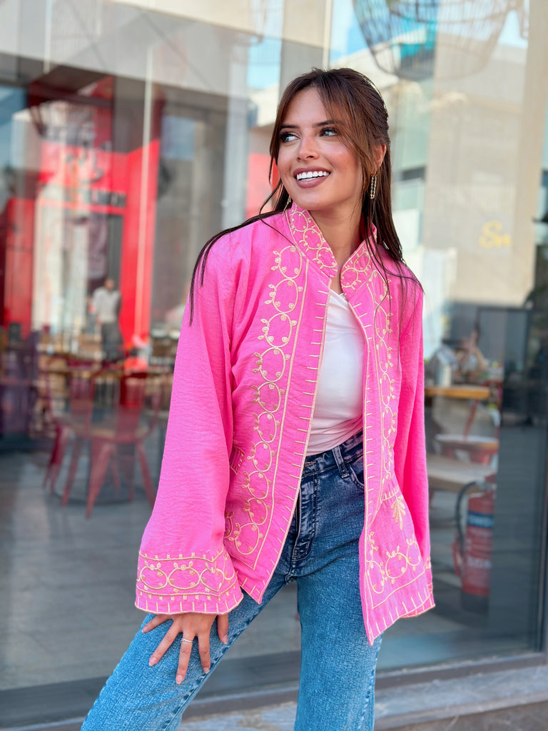 Little India Embroiderd Cardigan Pink