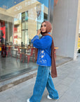 Little India Embroiderd Cardigan Royal Blue