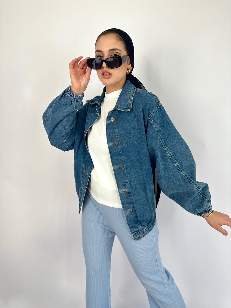 Puffed Denim Jacket Blue