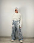 Sparkling Pockets Cargo Denim Pants